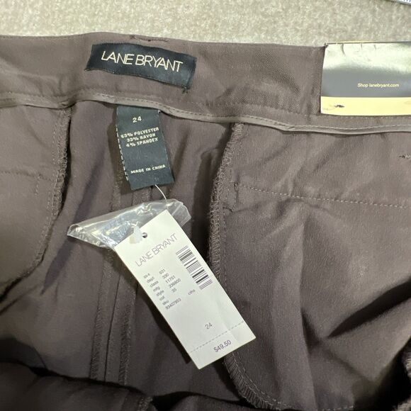 NWT Lane Bryant Chelsea Pants Women 24W Brown Wide Leg Trousers Career Workwear - Picture 5 of 8